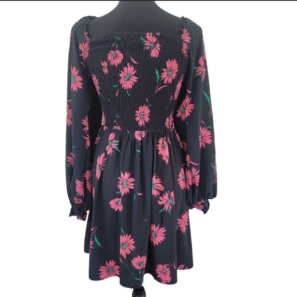 WAYF Black and Pink Floral Kids Dress